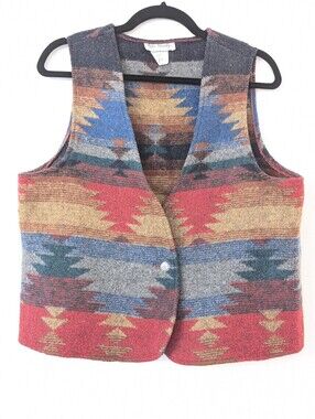 Vintage Two Twenty Southwestern Aztec Blanket Tapestry Vest Medium